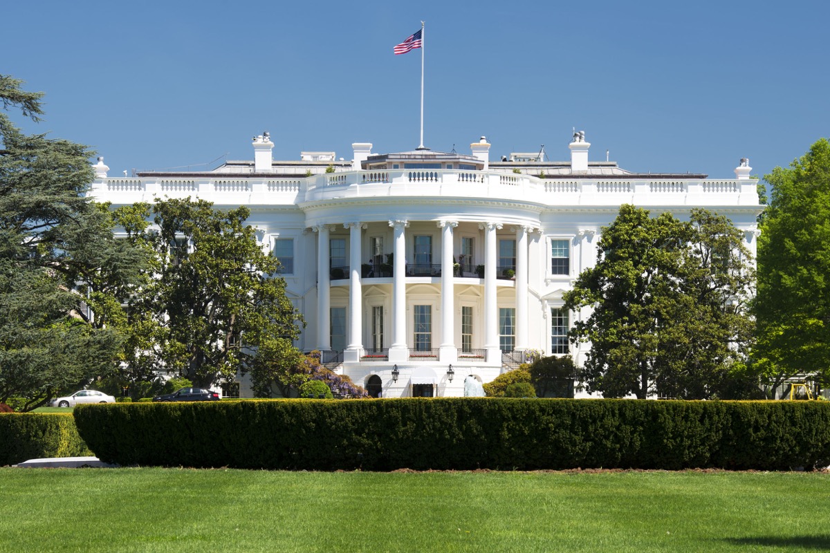 White House on deep blue sky background; pro-union candidates concept