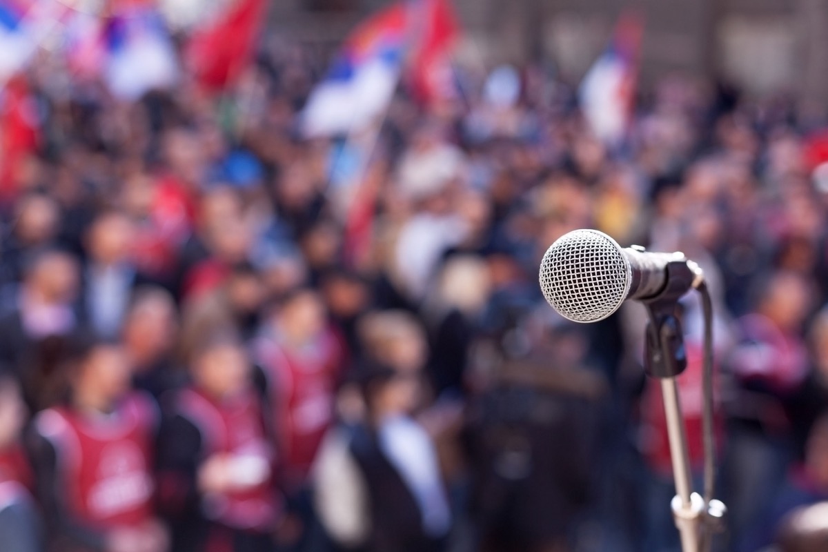 protest. public demonstration. unions and the 2020 presidential election concept