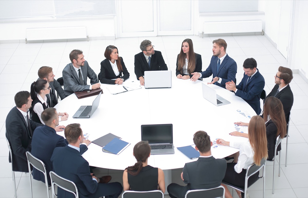 meeting partners in the conference room; collective bargaining concept