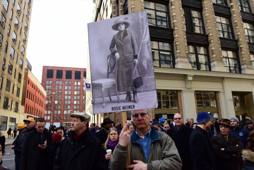 Observation of the anniversary of the Triangle Shirtwaist Factory fire; safer working conditions concept